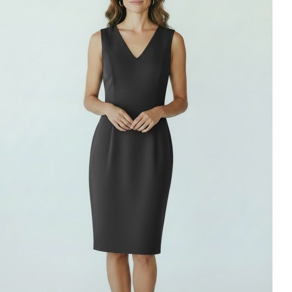 Worth New York V Neck Professional Sleeveless Stretch Sheath Mini Dress 4 Grey